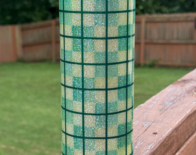 24oz Plump Green Plaid Handmade Epoxy Tumbler