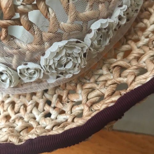 Antique cottage living inspired style sun hat with rose ribbon - sale- on sale tomokotahara