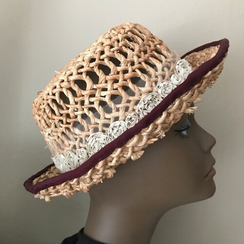 Antique cottage living inspired style sun hat with rose ribbon - sale- on sale tomokotahara
