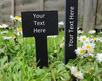 Personalised Engraved Slate Garden Sign Custom Text Herb Planter Vegetable Herbs Allotment Sign Peg Gardening Gardeners Any Text Name Font