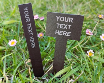 Personalised Engraved Slate Garden Sign Custom Text Herb Planter Vegetable Herbs Allotment Sign Peg Gardening Gardeners Any Text Name Font