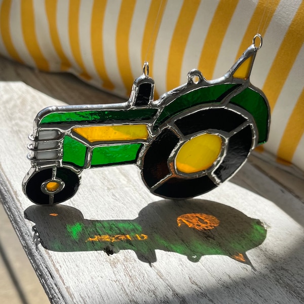 Tractor Stained Glass Suncatcher : Great birthday gift or for any occasion for you tractor or farm enthusiast. MADE TO ORDER