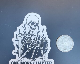 One More Chapter Sticker, Skeleton, Kindle Stickers, Booktok