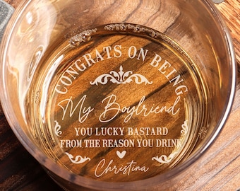 Personalized Engraved Whiskey Glass - Funny Gift for Husband, Fathers Day Gift, Whiskey Glass for Grooms Men, Anniversary Gift for Fiance