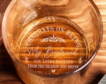 Personalized Engraved Whiskey Glass - Funny Gift for Husband, Fathers Day Gift, Whiskey Glass for Grooms Men, Anniversary Gift for Fiance