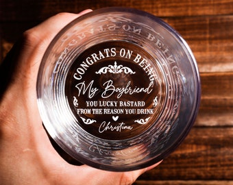 Personalized Engraved Whiskey Glass - Funny Gift for Husband, Fathers Day Gift, Whiskey Glass for Grooms Men, Anniversary Gift for Fiance