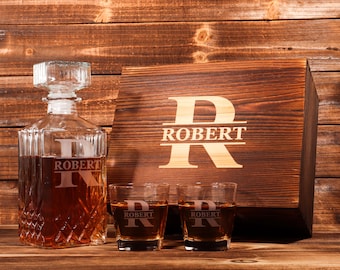Personalized Whiskey Decanter Set, Decanter and Glasses, Whiskey Gifts for Men, Custom Groomsman Gifts, Best Man Gifts, Boyfriend Gifts