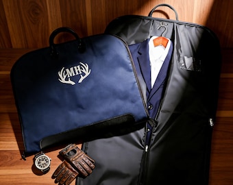 Custom Name Suit Bag, Embroidered Leather Handle Garment Bag,Gift for Groomsmen,Father of Groom,Oxford Cloth Suit Bag,Monogrammed Suit Bag