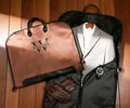 Embroidered Oxford Cloth Suit Bag, Leather Handle Garment Bag, Gift for Groomsmen, Father of Groom, Groomsmen Gift Custom Name Suit Bag