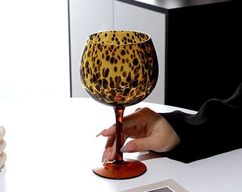 Wildes Leopardenmuster Weinglas | Vintage Weinglas | Einzigartiges Weinglas | Rotweinglas | Personalisiertes Weinglas | Hochzeitsweinglas | Geburtstagsgeschenk