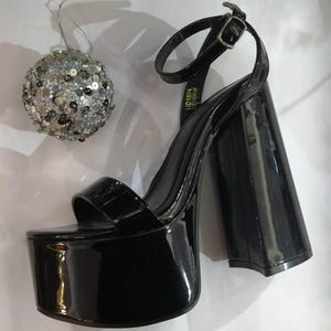 Black patent leather high heels