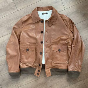 1940s flight leather jacket A-2 type pilot italian leather