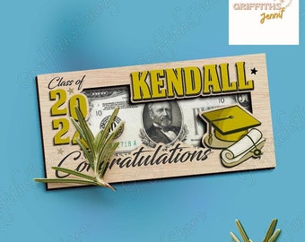 Personalized Wood Money Holder, Class Of 2024 Money Holder, Custom Money Holder, Graduation 2024 Money Holder, Graduation 2024 Cash Holder