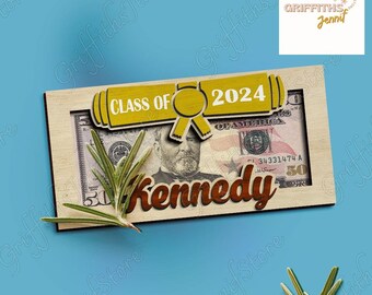 Personalized Wood Money Holder, Custom Money Holder, Graduation 2024 Money Holder, Graduation 2024 Cash Holder, Graduation Gift