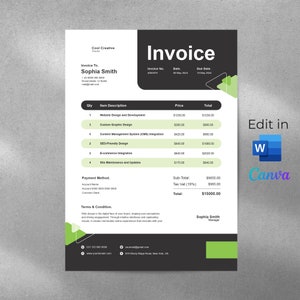 Professional Invoice Template | Fully Customizable & Printable ...