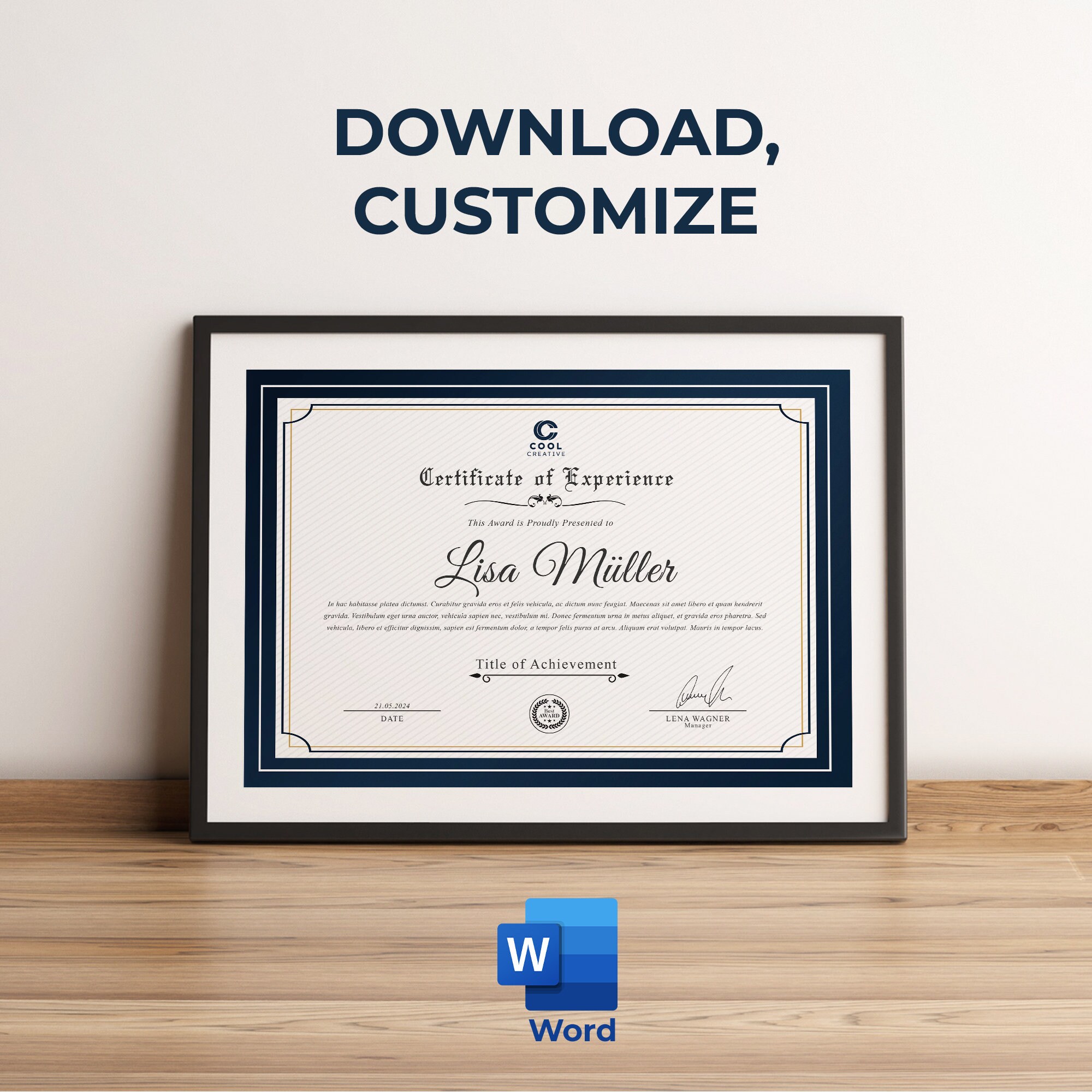Editable Certificate Template Word | Certificate of Achievement | Award ...