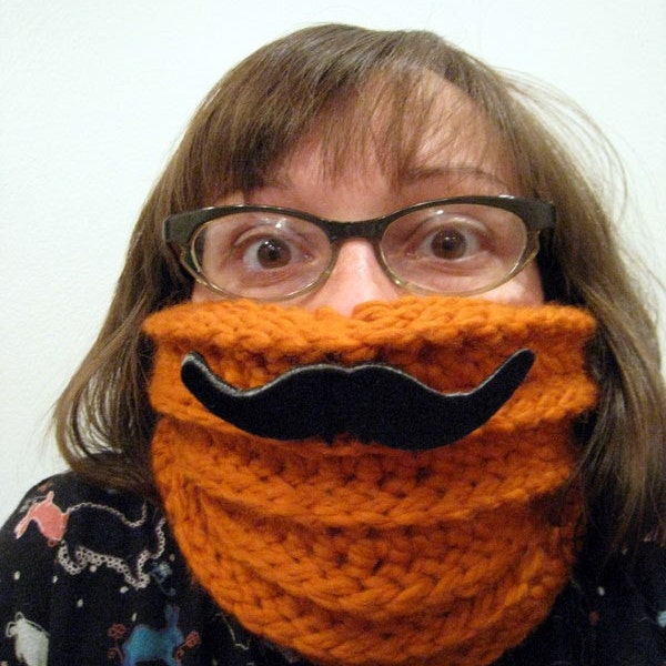 SPRING SALE Accordion Scarf with Removable Moustaches (Free Domestic Shipping)