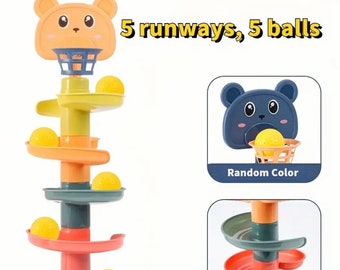 Children's Ramp Toy Basketball Track, Children's Fun Track Sliding Tower Rotating Track Ball, Rolling Ball Toy Interesting Baby Puzzle Game