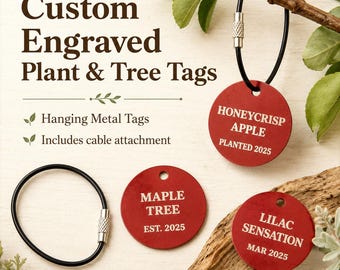 CUSTOMIZED Plant, Tree and ID Tags Round - Laser Engraved ID Tags - Anodized Aluminum Identification Tags