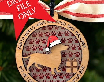 DIGITALE DATEI - Dackel Weihnachtsschmuck, Dackel Ornament, Weenie Hundeliebhaber, SVG-Datei zum Laserschneiden und Gravieren