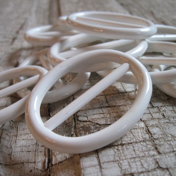 White Buckles,vintage white plastic buckles set of 12,oval buckle,new old stock