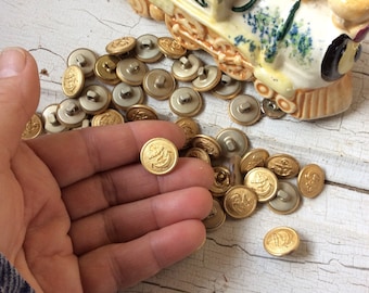 8 Nautical Anchor Gold Metal Uniform Button, 5/8"