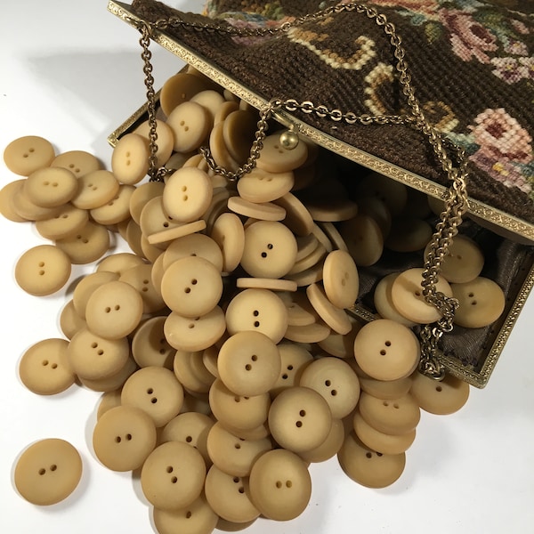 Tan Golden Toast Vintage Buttons, Ideal for Sweater or Jacket, Set of 14, New Old Stock, 3/4" in Diameter