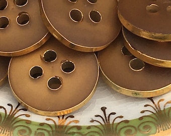 Inlaid Golden Edged Vintage Buttons with Honey Caramel Tops, Set of 16,  9/16" in Diameter