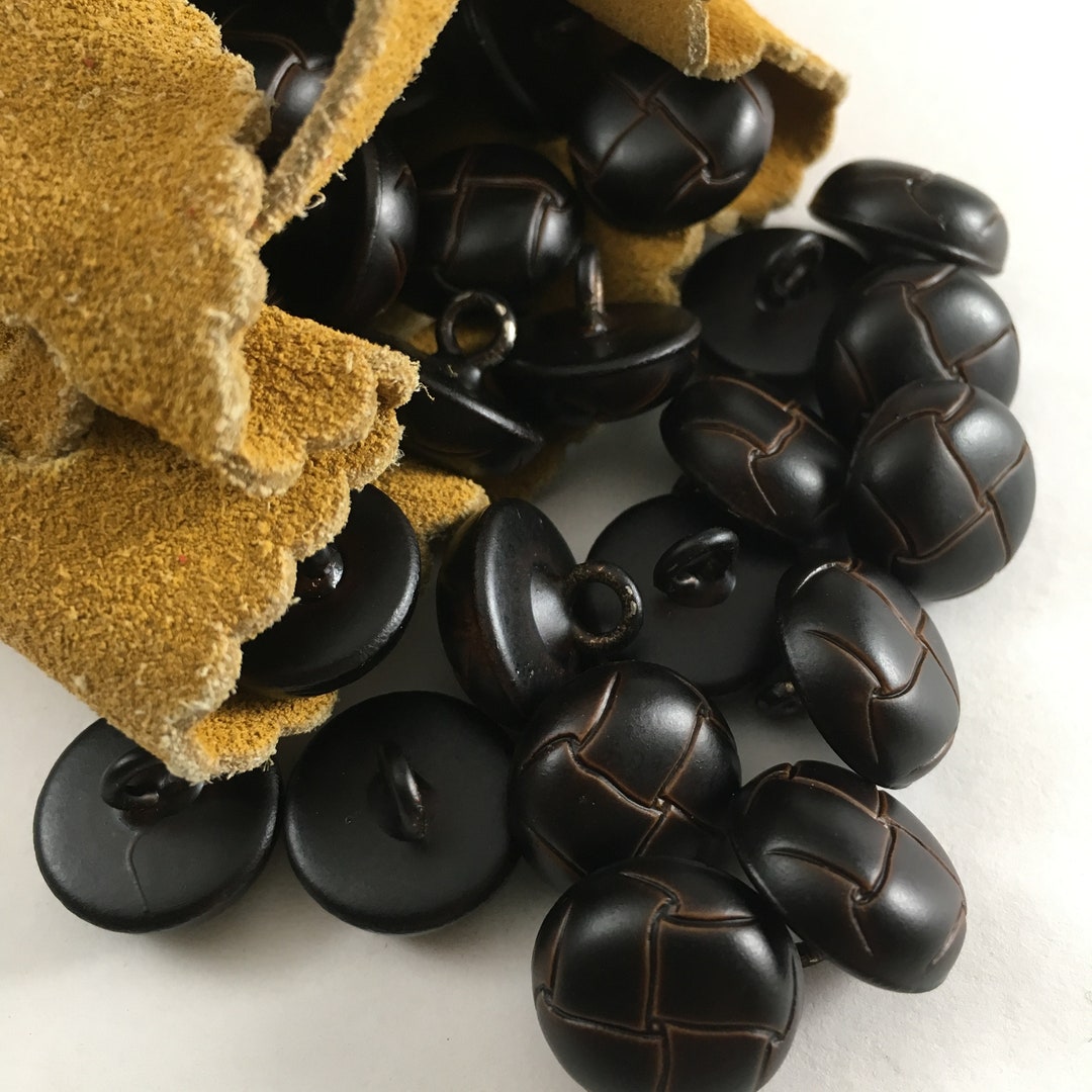 Brown Vintage Leather Look Buttons, Set of 12, Ideal for Sweater or ...
