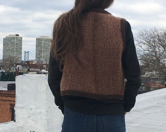 Vintage Handmade Wool Vest, Brown and Tan, One of a Kind, Sustainable Lifestyle