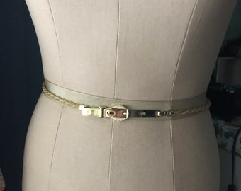 Vintage Gold Tone Chain Belt with 3 Adjustments, Sustainable Fashion