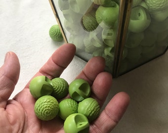 6 Lime Green Ball Button, Funky Seventies Coat, Jacket or Sweater Buttons
