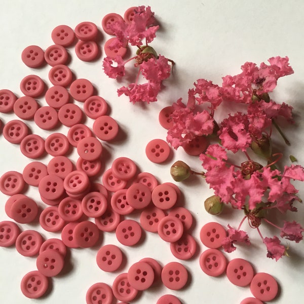 Bright Pink Crape Mrytle Vintage Buttons, Set of 40, 7/16" in Diameter, Pretty Dress Button