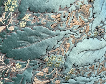 Vintage Seafoam Fabric Brocade, Damask, Jacquard