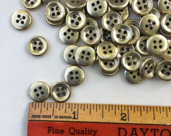 Vintage Dull Scrappy Gold Colored Buttons, Set of 45, 7/16" Diameter
