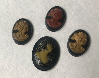 Lot of 4 Vintage Cameo Cabochons