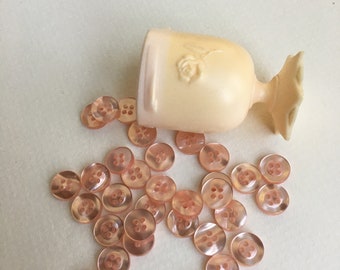 Shiny Light Peach Buttons, Set of 40, 7/16" in Diameter, Vintage Sustainable Supplies