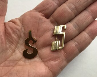 Initial Pendant and Pin, The letter S, Sustainable Jewelry