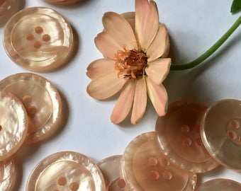 Shiny light Orange Vintage Buttons Apricot Pearl, Set of 20, 7/8" in Diameter, Sweater or Jacket Button