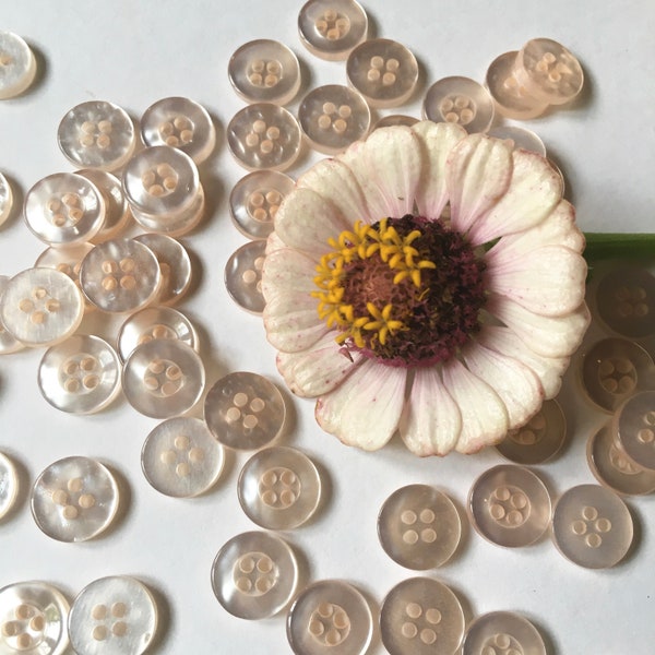 Pale Petal Pink Vintage Buttons Set of 40, Just under 1/2" in Diameter