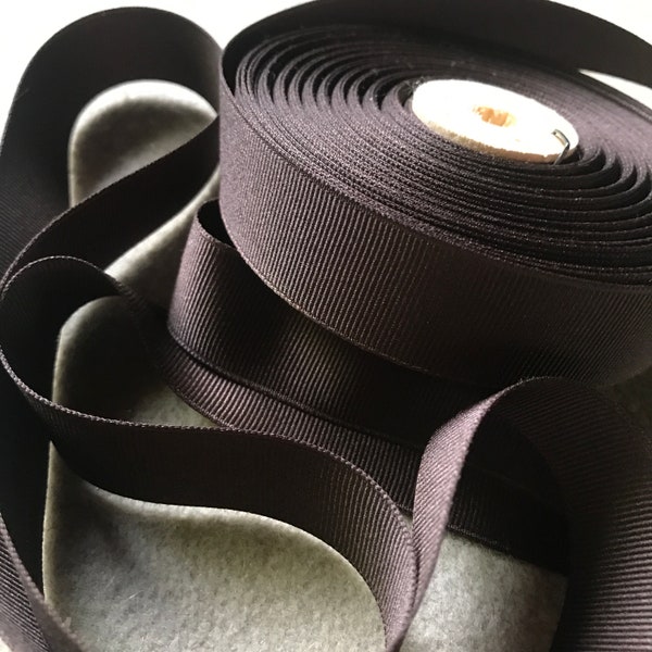 Brown Grosgrain Ribbon, 6 Yards, Stiff Hatband Ribbon, 7/8" Wide, Sustainable Millinery Supplies