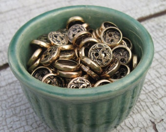 Gothic Motif, Metal Faux Brass Button with Knight on Horse Set of 25, Lightweight are Just Under 1/2" in Diameter