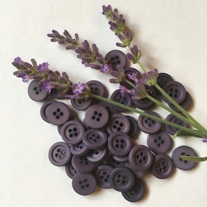 Purple Grape Button, Vintage Seventies Sustainable Supplies, Lot of 40, Just Under 1/2" in Diameter