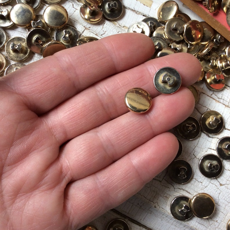 Small Gold Plated Vintage Buttons With Self Shank Made in Etsy