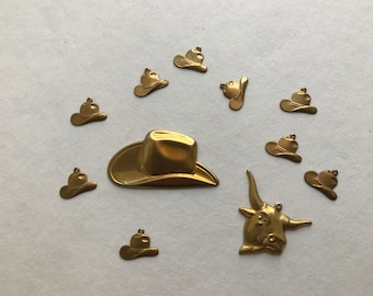 Western Charms, Cowboy Hats and Steer, Lot of 11