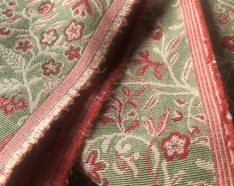Green Floral Heavy Upholstery Grade Fabric, Over 3 Yards,  57" Wide, Sustainable Supplies