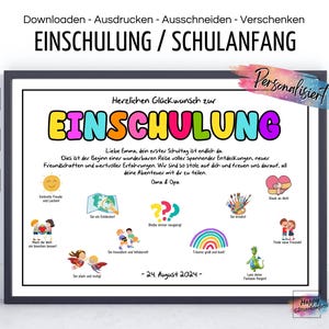 Cartão-poster PERSONALIZADO para começar a escola com desejos, motivação para crianças em idade escolar começarem a escola, baixar PDF, imprimir