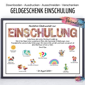 Presente em dinheiro PERSONALIZADO para começar a escola com desejos, motivação para crianças em idade escolar começarem a escola, baixar PDF, imprimir