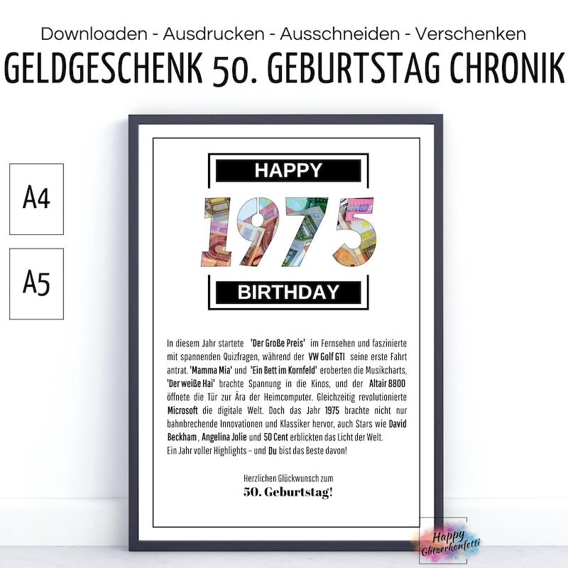 Geldgeschenke zum 50 geburtstag Etsy.de