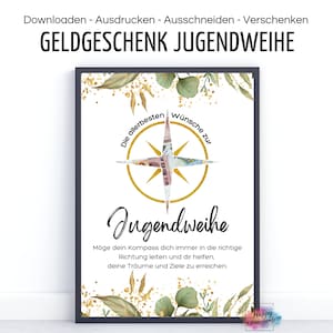 Cadeau en argent pour la consécration des jeunes "Boussole" I Idée de dernière minute pour distribuer de l'argent de manière créative I A4 I Téléchargement numérique PDF pour impression